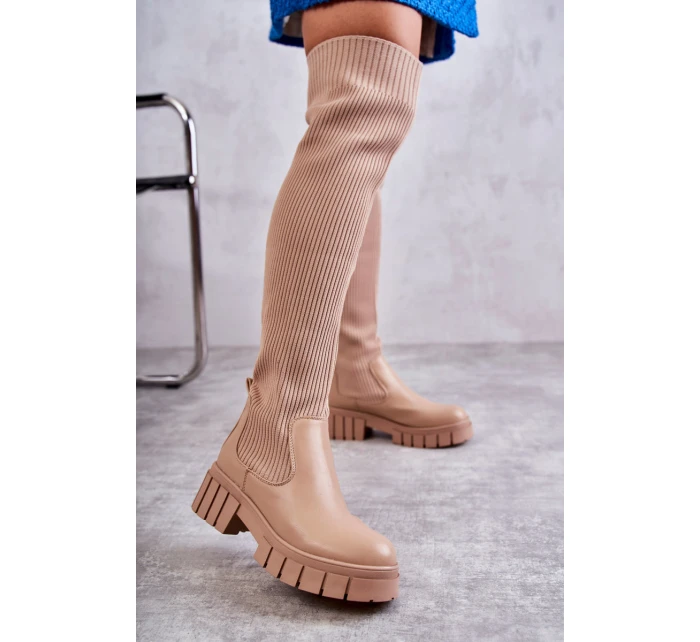 Dámské vysoké boty Béžová model 21593775 - Boto