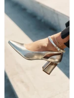 Kožené Lodičky Na Podpatku model 21694769 Zlaté - Maciejka