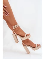 Dámské Sandály Na Podpatku S Páskem Béžové Fevenne Dámské Sandály Na Podpatku S Páskem Béžové Fevenne