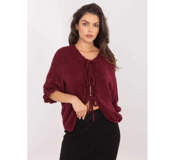 Sweter MI SW model 21253142 bordowy - FPrice Sweter MI SW model 21253142 bordowy - FPrice