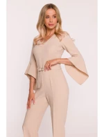 Kombinéza s rukávy béžová model 21319111 - STYLOVE Kombinéza s rukávy béžová model 21319111 - STYLOVE