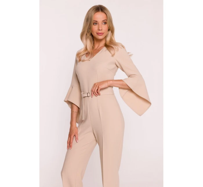 Kombinéza s rukávy béžová model 21319111 - STYLOVE Kombinéza s rukávy béžová model 21319111 - STYLOVE