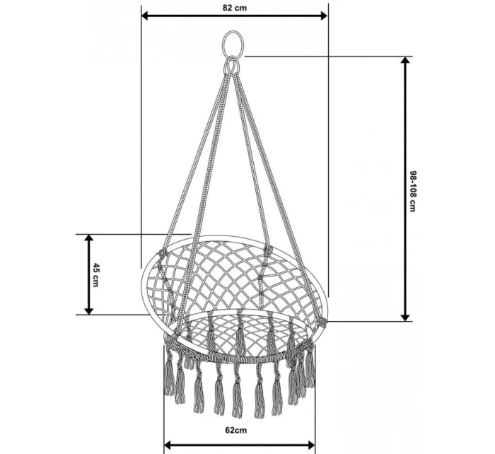 Závěsné sedadlo DRAGON HAMMOCK 80x60 cm tmavě šedé barvy