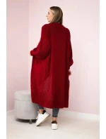 Svetr dlouhý kardigan Burgundsko Svetr dlouhý kardigan Burgundsko