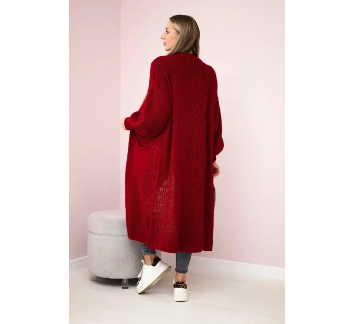 Svetr dlouhý kardigan Burgundsko Svetr dlouhý kardigan Burgundsko