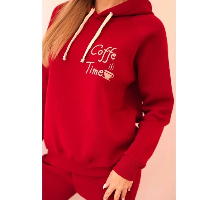 Dámský komplet z bavlny z potiskem, model 21310084 bordový - K-Fashion Dámský komplet z bavlny z potiskem, model 21310084 bordový - K-Fashion