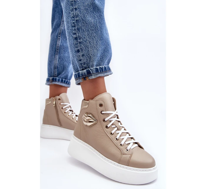 Dámské vysoké tenisky na zip Lemar Bež Katerin Dámské vysoké tenisky na zip Lemar Bež Katerin