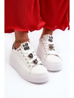 Dámské boty na platformě s ozdobami bílé model 21659166 - Boto Dámské boty na platformě s ozdobami bílé model 21659166 - Boto