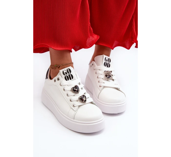 Dámské boty na platformě s ozdobami bílé model 21659166 - Boto Dámské boty na platformě s ozdobami bílé model 21659166 - Boto