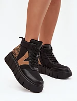 Kožené dámské kozačky na platformě vyhřívané Vinceza 66838 Černé