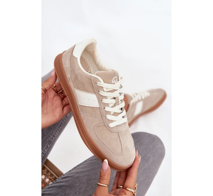Semišové dámské tenisky model 21708296 Béžové - VINCEZA