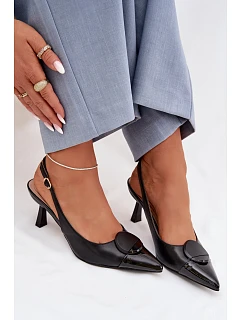 Dámské sandály na podpatku s ozdobným detailem Černé Mariae