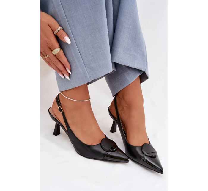 Dámské sandály na podpatku s ozdobným detailem Černé model 22027906 - Boto Dámské sandály na podpatku s ozdobným detailem Černé model 22027906 - Boto