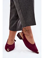 Kožené Semišové Dámské Sandály na Nízkém Podpatku D&A CR61-3050 Bordó