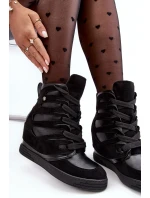 Kožené kotníkové boty na klínku, černá Amria