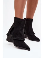 Dámská kotníková obuv na sloupku s vyvýšenou manžetou Idalia – černé Dámská kotníková obuv na sloupku s vyvýšenou manžetou Idalia – černé