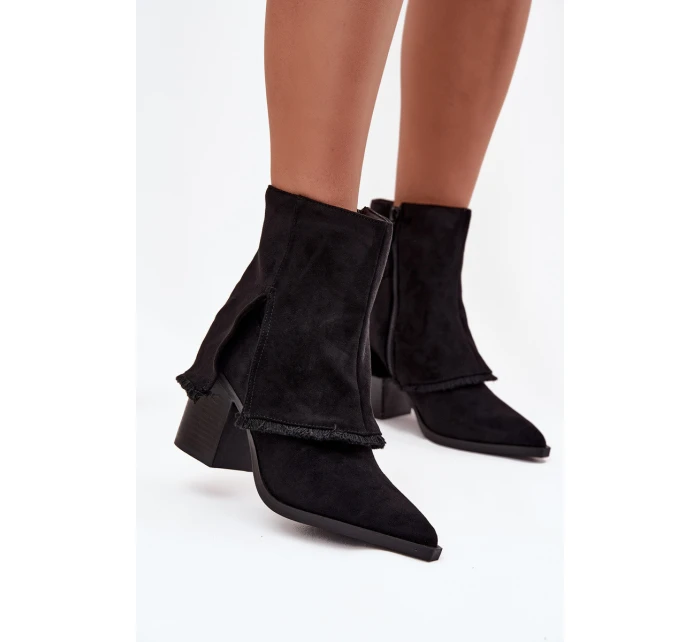 Dámská kotníková obuv na sloupku s vyvýšenou manžetou Idalia – černé Dámská kotníková obuv na sloupku s vyvýšenou manžetou Idalia – černé