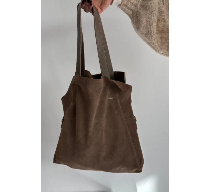 Dámská semišová kabelka shopper Miraya – tmavě béžová