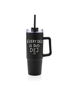 EVERY DEJ IS GUD DEJ - černý cestovní hrnek s průhledným víčkem 900 ml