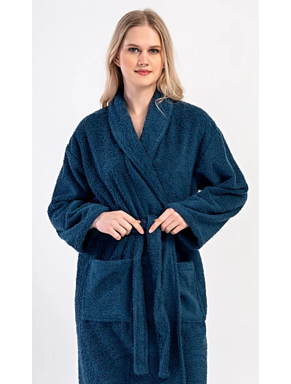 Dámský župan dlouhý se šálovým límcem model 22406315 - Vienetta Dámský župan dlouhý se šálovým límcem model 22406315 - Vienetta