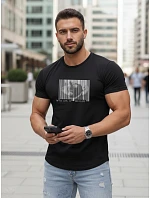 Tshirt męski z nadrukiem czarny model 22136448 - FashionStreet