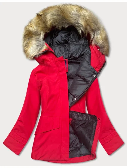 ZIMOWA KURTKA DAMSKA Z KAPTUREM CZERWONA model 21242564 - Ann Gissy