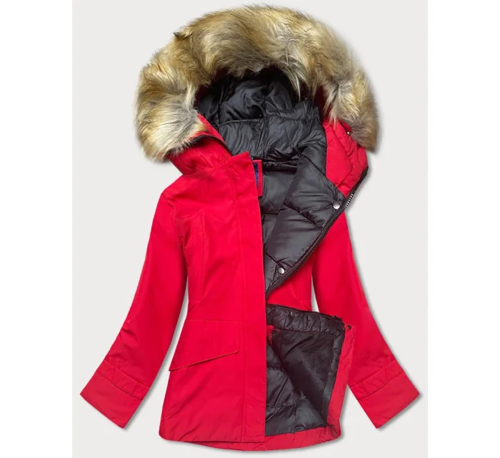 ZIMOWA KURTKA DAMSKA Z KAPTUREM CZERWONA model 21242564 - Ann Gissy