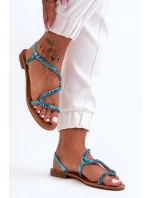 Dámské Nákladní Sandály S Ozdobami Modré Hayen Dámské Nákladní Sandály S Ozdobami Modré Hayen