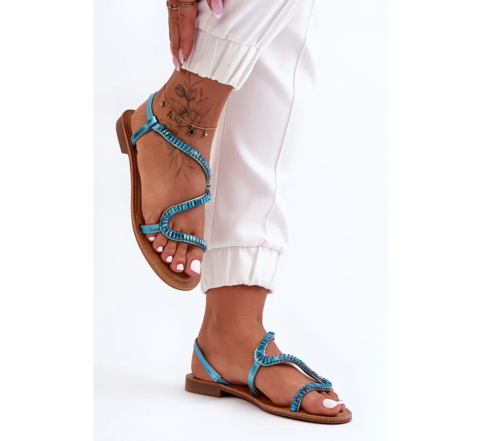 Dámské Nákladní Sandály S Ozdobami Modré Hayen Dámské Nákladní Sandály S Ozdobami Modré Hayen