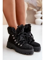 Dámské Šněrovací Boty S Kožíškem Černé Vaminia Dámské Šněrovací Boty S Kožíškem Černé Vaminia