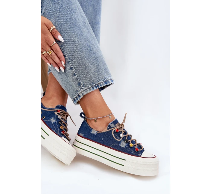 Dámské Tenisky Na Platformě GOE RR2N4103 Tmavě Modré Dámské Tenisky Na Platformě GOE RR2N4103 Tmavě Modré