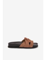 Dámské pantofle Eko semiš s pásky hnědé model 21918915 - Boto