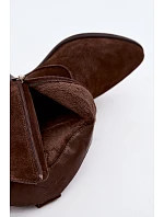 Dámské kožené kotníkové boty na podpatku Big Star model 22349479 Camel - Big Star Shoes