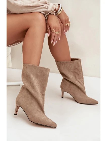 Dámské kotníkové boty na jehlovém podpatku Solvienne – béžové