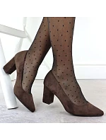 Dámské semišové lodičky na sloupek podpatku PB414 / SK403E Tmavě hnědá - Sergio Leone Dámské semišové lodičky na sloupek podpatku PB414 / SK403E Tmavě hnědá - Sergio Leone