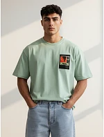 Pánské bavlněné tričko s potiskem mint FashionStreet RX5305