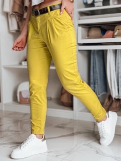 Dámské chinos kalhoty s páskem MODELA hořčicové FashionStreet UY2563