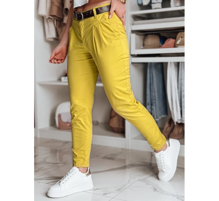 Dámské chinos kalhoty s páskem MODELA hořčicové FashionStreet UY2563