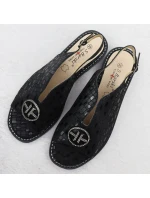 Dámské černé kožené sandály S.Barski KV51-094 Dámské černé kožené sandály S.Barski KV51-094