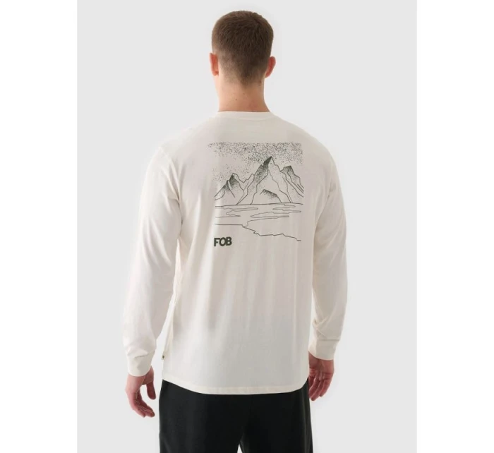 Pánské tričko oversize s potiskem a dlouhým rukávem 4F 4FWAW24TLONM315-11S Pánské tričko oversize s potiskem a dlouhým rukávem 4F 4FWAW24TLONM315-11S