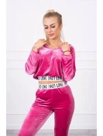 Velurová souprava s kapucí fuchsiová