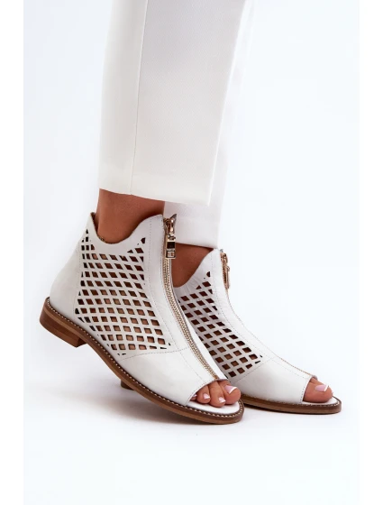 Ažurové Sandály Na Zip Bílé model 21659870 - Zazoo