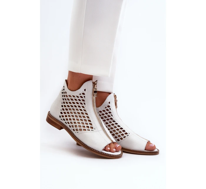 Ažurové Sandály Na Zip Bílé model 21659870 - Zazoo