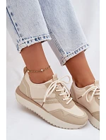 Dámské tenisky na platformě Big Star TT274278 Béžové Dámské tenisky na platformě Big Star TT274278 Béžové