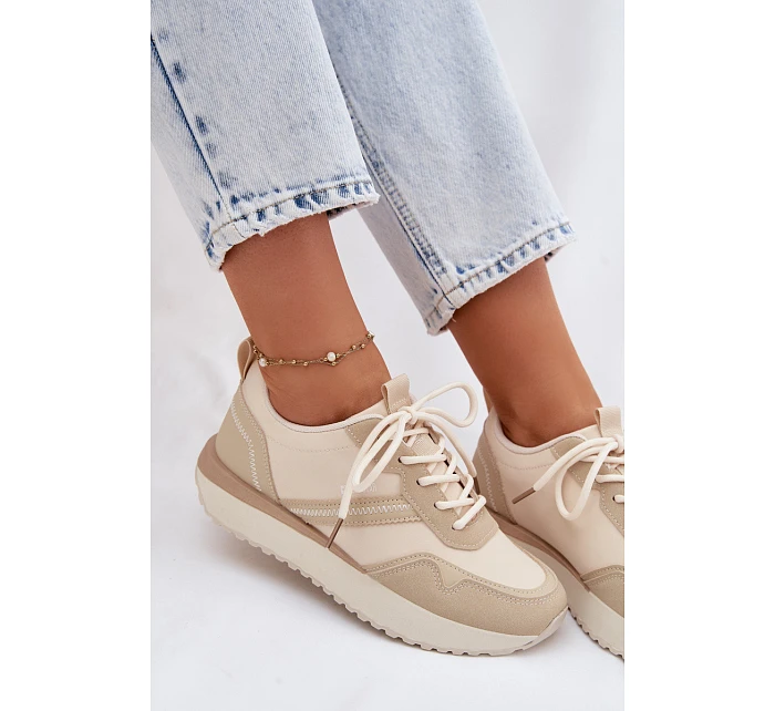 Dámské tenisky na platformě Big Star TT274278 Béžové Dámské tenisky na platformě Big Star TT274278 Béžové