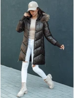 Dámská prošívaná zimní bunda z umělé kožešiny s kapucí LAGOON hnědá FashionStreet TY4500