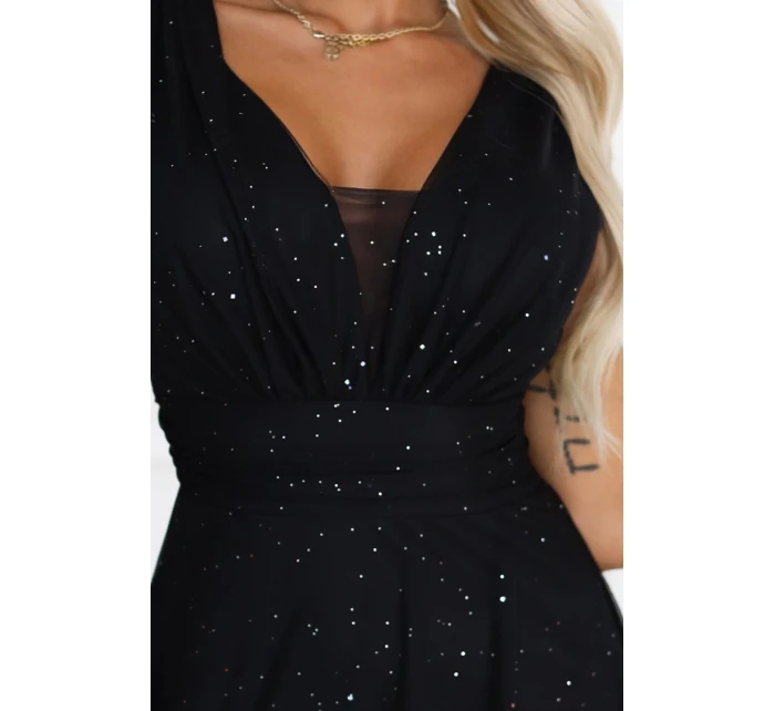 Večerní dlouhé šaty s  a hlubokým výstřihem černé model 21422851 - numoco basic