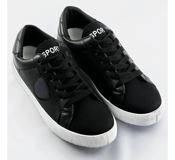 Černé dámské tenisky z různých spojených materiálů model 17267654