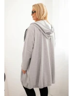 Dámská mikina Plus Size bavlněná s kapucí a zipem šedá