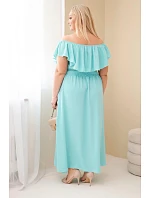 Dámské šaty Plus Size s volánem a elastickým pasem mátová Dámské šaty Plus Size s volánem a elastickým pasem mátová